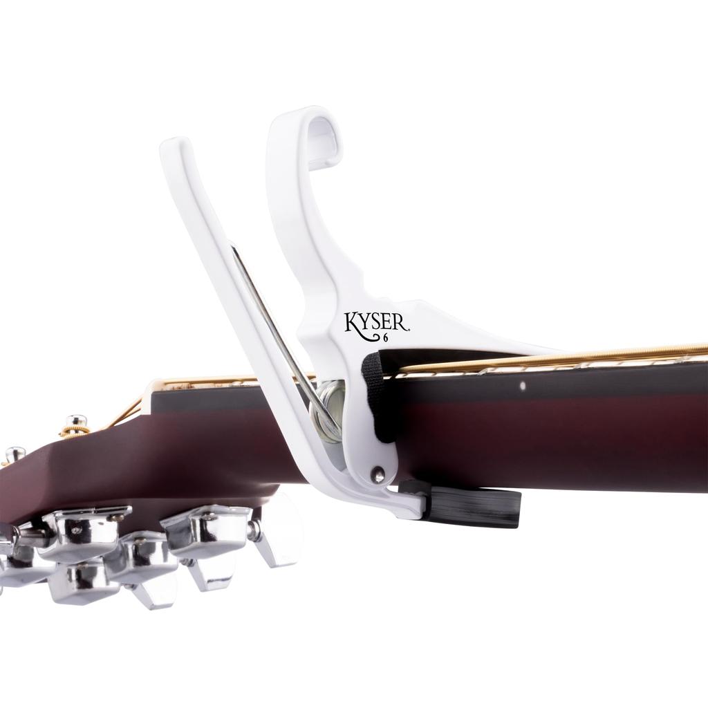 Kyser KG6W Guitar Lightweight for Acoustic White Capo, Aluminum, 6-String Guitars,
