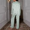 Women's Striped Pajama Set Silk Satin Pajamas Two Piece Set, Comfortable Home Pajamas Roupa Feminina Womens Pyjamas