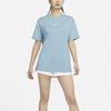 Nike Embroidered Logo Casual Round Neck Drop Shoulder T-Shirt Women Tops Light-Blue DR8998-494