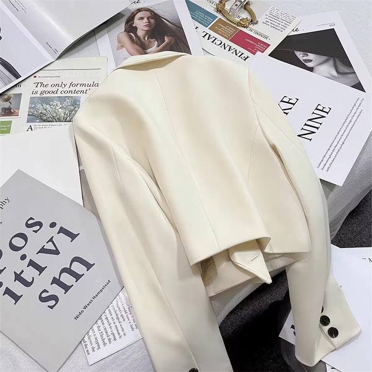 Women's Pink Short Blazer Jacket - 2025 Autumn European and American Style, Versatile for Workplace and Commute