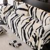 Zebra Print Rabbit Plush Sofa Towel Autumn and Winter All-inclusive Non-slip Living Room Cushion High-end Cover Cloth Thickened Winter Blanket