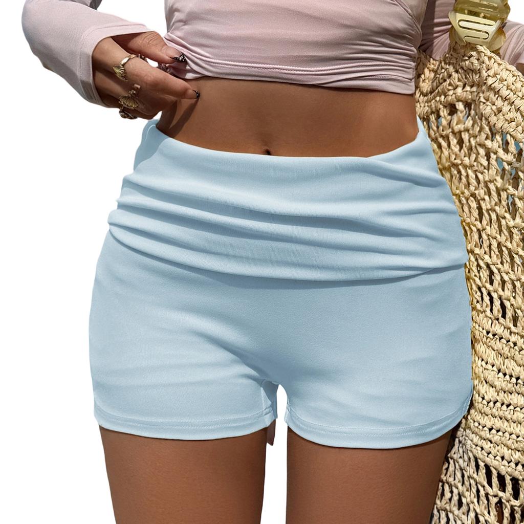 Women's Casual Fashionable Elastic Waist Slim-fitting Shorts