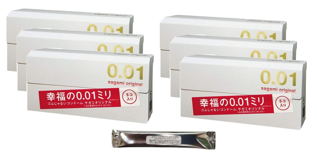 Sagami Original 5 pieces x 6 pieces set with stick lotion contraceptive condom 0.01