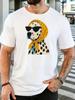 Unisex Stylish Dalmatian Dog Sunglasses Scarf Print Cotton Short Sleeve Tee Crew Neck Soft Male Summer Casual Breathable Street Top