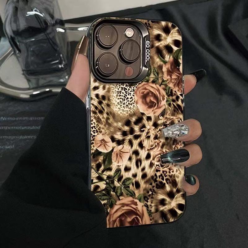 

Чехол для телефона с леопардовым принтом и цветами для Apple 17Pro, iPhone 16Pro, 14, 13 и 15 - Высококлассный дизайн iPhone 16