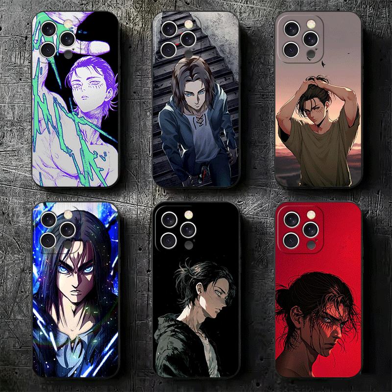 A-Attack On T-Titan Eren Yeager Soft Phone Case for iPhone 16 16E 17 Air 15 Pro Max 14 Plus 13 Mini 11 12 7 Black Cover Back She