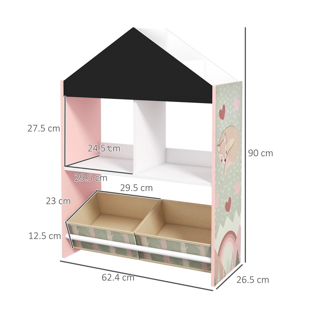 Children's Toy Storage Unit with Removable Shelves and Drawers. Pink