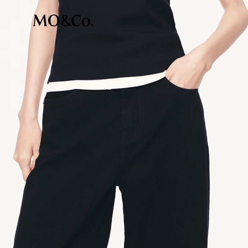 MO&Co. 2025 Fall Mid-Waist Deep Black Tailored Jeans