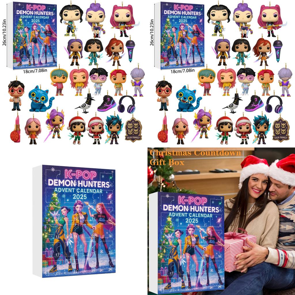 Kpop Demon Hunters Advent Calendar With Acrylic Figures For Christmas Gifts And Party Decor