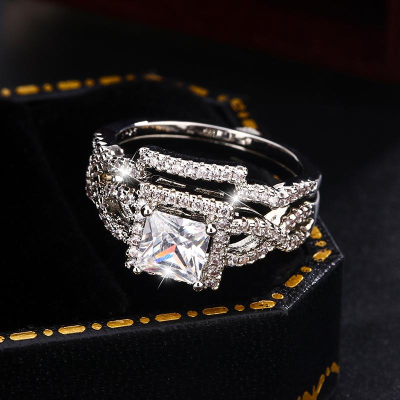 Luxury Full AAA Zircon Hot Selling Rings for Women Set High Quality AAA Boutique Jewelry for Wedding Party Jewelry