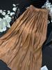 Pearlescent luster yarn pleated pleated skirt summer women medium and long hanging high waist a word 2025 new