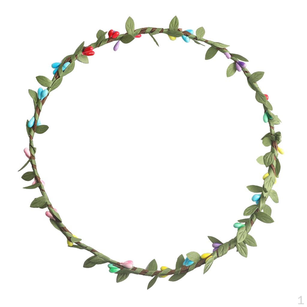- Bohemian Flower Leaf Garland for Forehead Red Rose, Single Multi