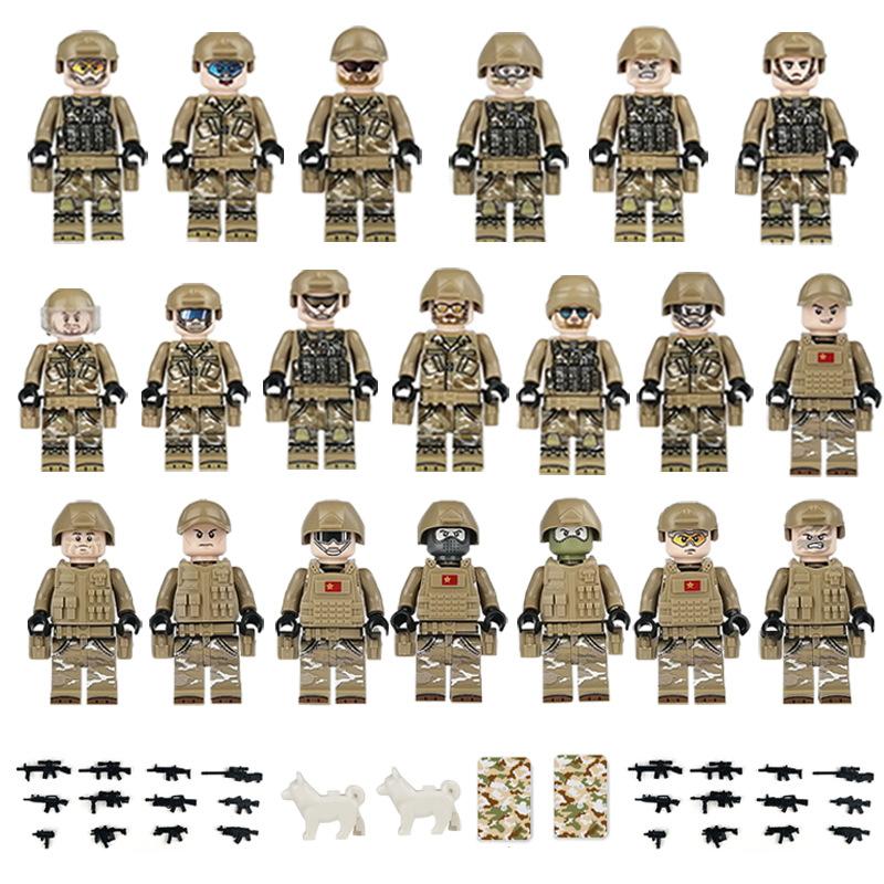 

Fan Yellow Color Clothing Building Block Doll Anti-Terrorism Special Police Military Scene Doll Toy Pyp