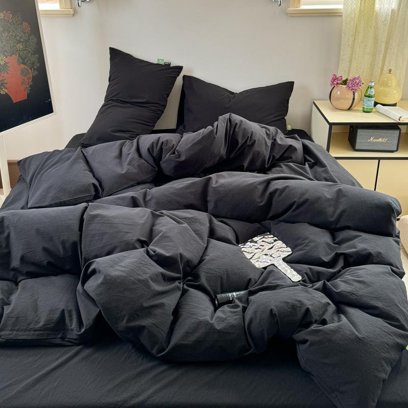 Class A Maternal And Infant Grade Ultra-Soft Double-Color Washed Cotton 4Pcs Set, Bed Sheet Quilt Cover, Student Dormitory 3Pcs Set, Bed Hat Factory