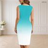 Women Plus Size V Neck Sleeveless Shamrock Printed Bodycon Midi Dress
