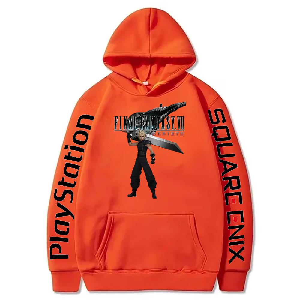 Cloud Strife Buster Sword Hoodies Final Fantasy VII Rebirth Pullovers Hot Game Harajuku Aesthetic Sweatshirts Unisex High Street Tops