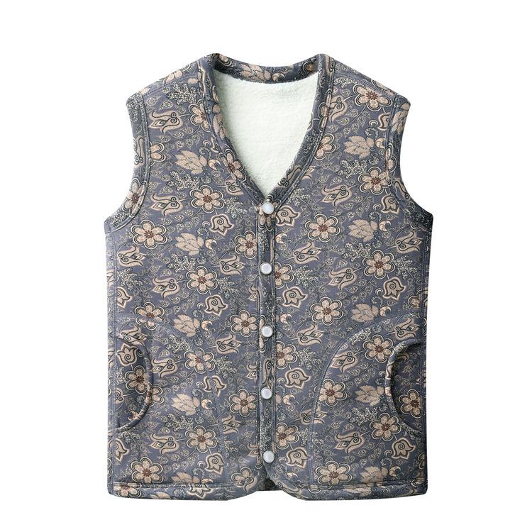 Oma fügt im Herbst und Winter eine verdickte Samtweste hinzu, Warme Strickweste für Menschen mittleren und höheren Alters, Neues Oberteil mit Pferdeclip für Mütter