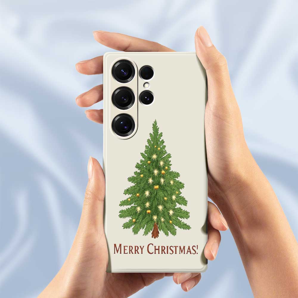 For Samsung Galaxy S25 Ultra Case Christmas Tree Pattern Printing Straight Edge TPU Phone Back Cover