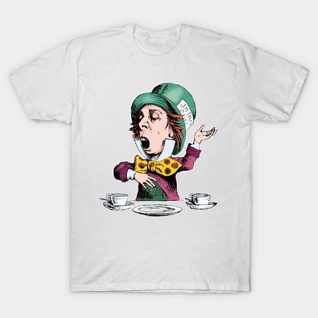 

Men Black Print T-shirt The Mad Hatter No-Cut Transfer Paper Print Cotton Tshirt L білий