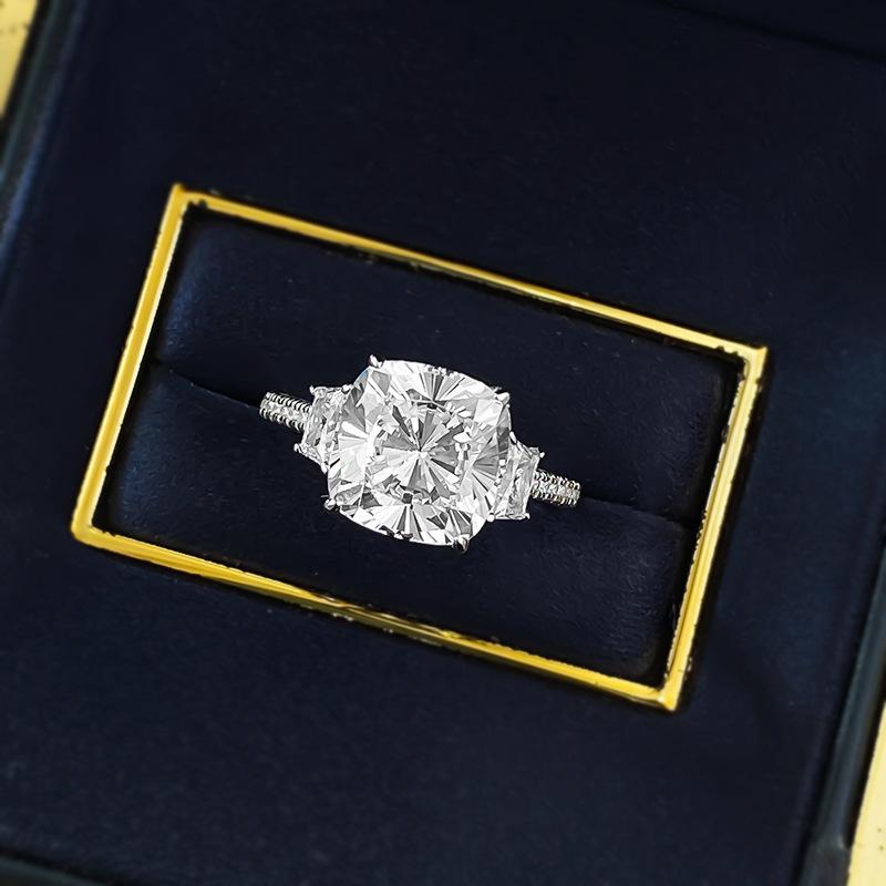 Wind High Carbon Diamond Pad Ring Whole Body 10 * 10 White Diamond Wind Simple Women'S Ring Ring