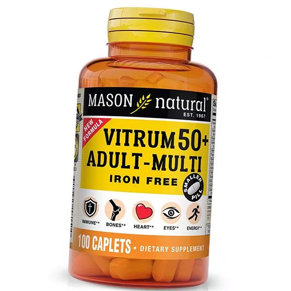 Multivitamins After 50 Years Without Iron, Vitrum 50+ Adult-Multi Iron Free Caplet, Mason Natural 100 Caplets (36529069)