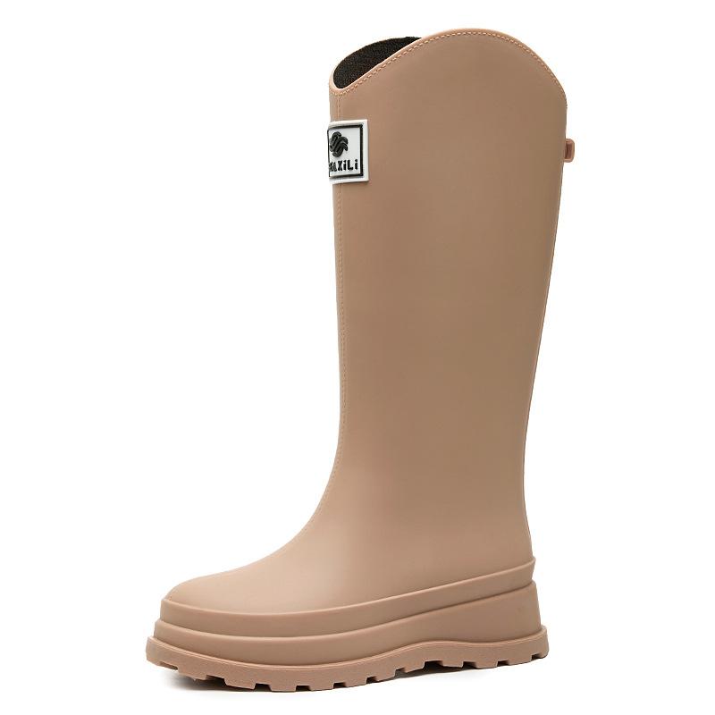 New Tall Knight Boots Women's Rain Shoes Velvet Autumn and Winter Rubber Shoes Waterproof and Non-slip Fashion Wear Warm Rain Boots