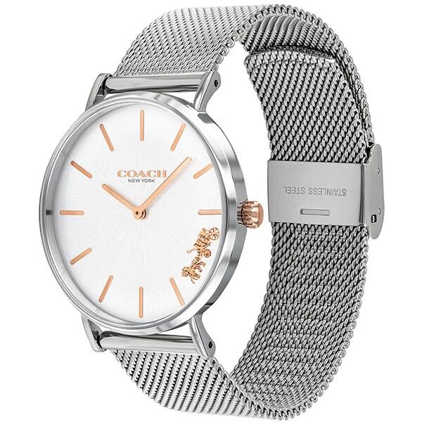 Coach PERRY 14503124 36mm Stainless Mesh White Dial Wrist Watch