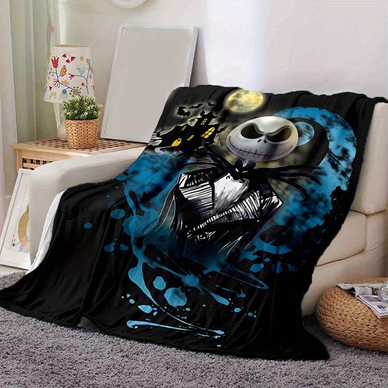 1pc, Jack Skellington Home Decor Blanket: A Cozy Halloween Gift for Your Bedroom, Living Room, or Travel, Flannel Throw Blanket, Sofa Blanket, Outdoor