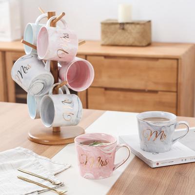 Tazza in ceramica con design in marmo, 400 ml, per coppia, per casa, ufficio, caffè e tè