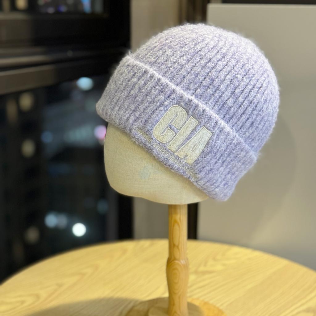 Korean Style Letter Embroidery Warm Woolen Hat for Women Winter Casual All Match Knitted Hat Showing Face Small Ear Protection Cold Hat Trendy