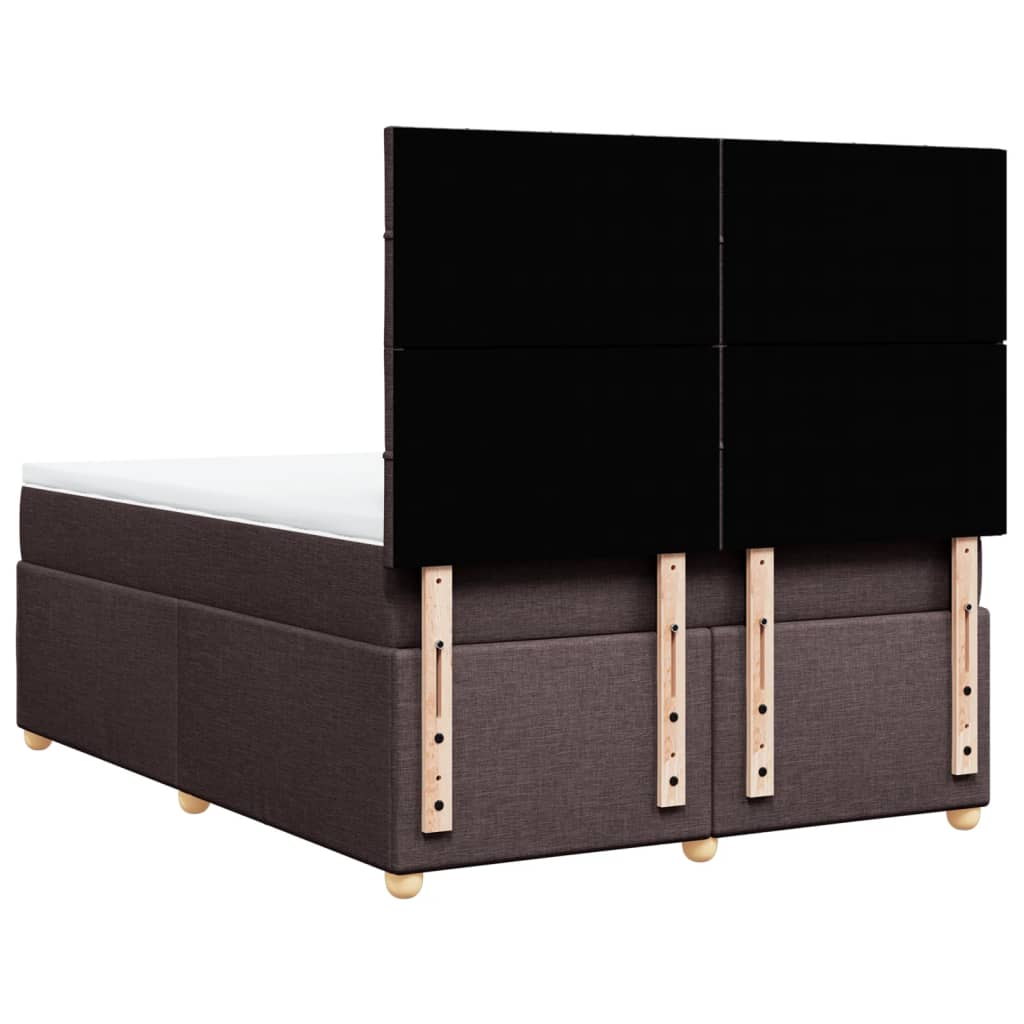 Box Spring Bed with Mattress Dark Brown 140 x 190 cm Fabric