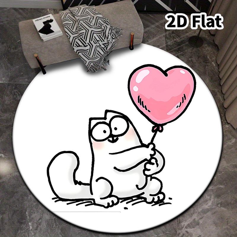 Simon'S Cat Round Area Rug Carpet Rug For Living Room Bedroom Sofa Playroom Decor Nonslip Floor Mat