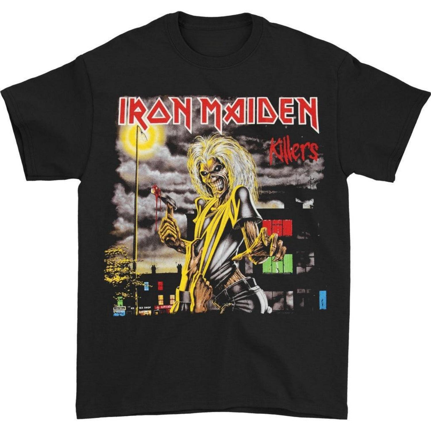

Iron Maiden Killers Кавер-группа Графический Принт Летний Осенний Зимний Мужская и Женская Футболка с коротким рукавом Повседневная Свободная Для улицы S чёрный