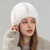 Autumn and Winter Warm Women's Double-sided Mink Hair Woven Fur Hat Retro Versatile Fashion Elastic Melon Rind Small Round Hat