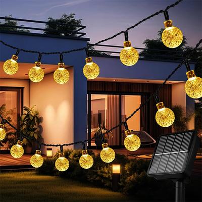 Solar-Lichterkette für den Außenbereich, Kristall-Lichterkette, Weihnachts-Girlande, 8 Modi, Wasserdichte Terrassenbeleuchtung für Gartenparty-Dekoration