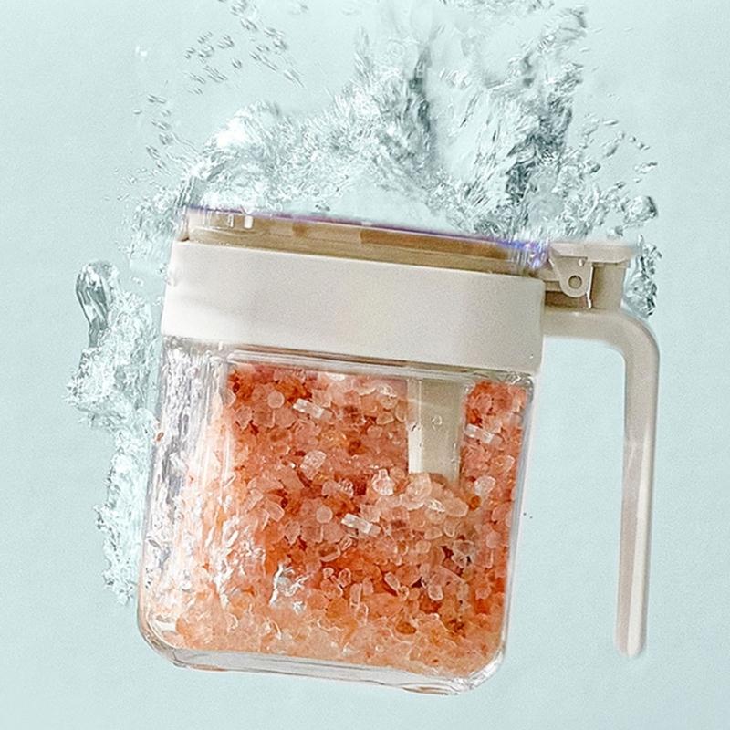 Clear Kitchen Spices Jars With Removable Spoon Compartment Food Storage Container For Pantries Organization