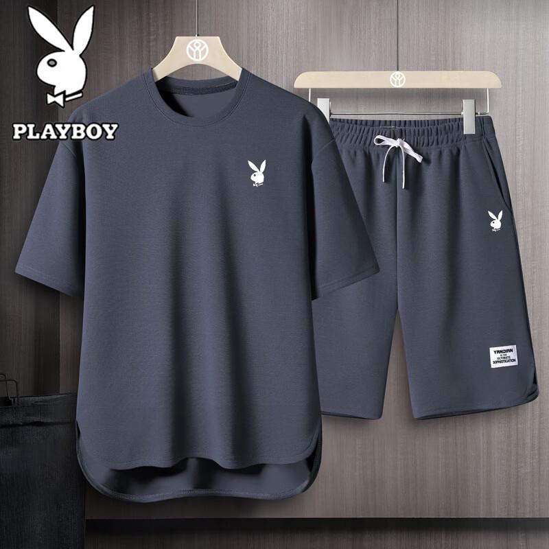 Playboy Men s Summer Casual Short-Sleeve Top & Shorts Set XL