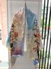 New fragrant cloud flower dill double-sided shawl handmade fine curled edge long silk scarf women's cheongsam fabric high-end versatile scarf