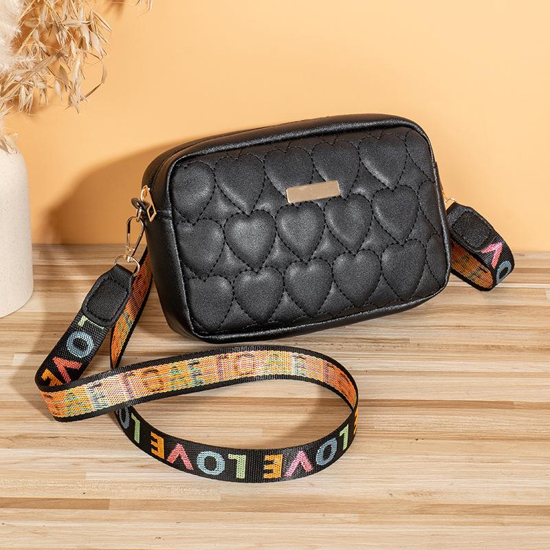 Fashion embroidery love shoulder crossbody camera bag versatile simple mobile phone change women's bag