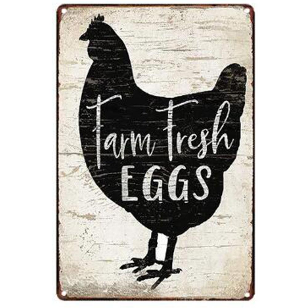 Farm Fresh Eggs Metal Tinplate Sign Poster Chicken Egg Shabby Chic Tin Signs Metal Plate 20x30cm