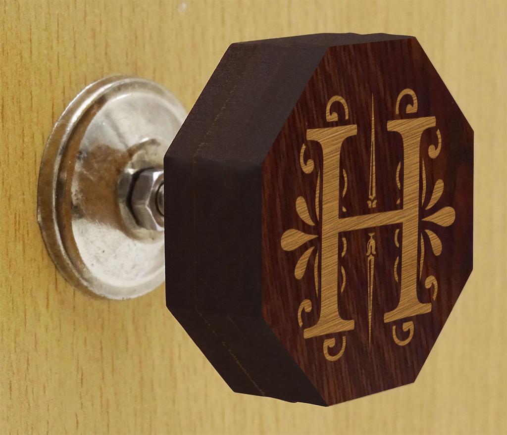 IBA Indianbeautifulart Brown Alphabet H Engraved Furniture Knobs Cabinet Drawer Pull Pack