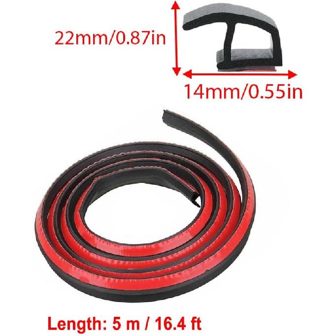 Riloer Universal 16,4 Pés(5 metros) Protetores de Borracha Preta para Bordas de Porta de Carro, Acabamento de Borda Tipo P, Protetor de Entrada de Porta Automotivo, Protetor de Borda de Porta de Carro