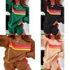 Relaxed Female Pullover Set With Color Block Pattern For Autumn Winter Casual Wear