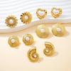 18K Gold Plated Titanium Steel Pearl Flower Earrings