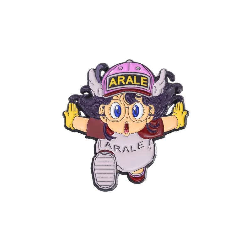 Animation Dr. Slump Arale Badge Brooch Pins Anime Little Android Girl Arale Shape Enamel Pin Cute Cosplay Present Backpack Accessory