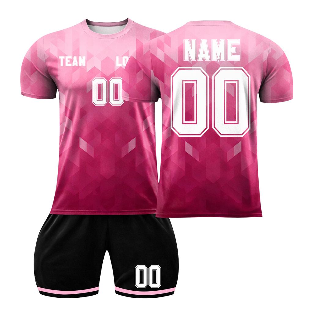 Short Sleeve Sports Jersey and Shorts Set for Men Lightweight Breathable Fabric Athletic Training Uniform for Team Sports DIY Customizable Design