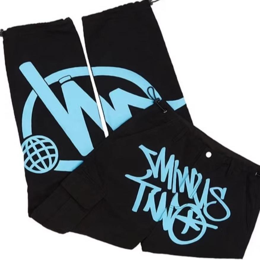 Men's Y2K Retro High Waist Street Style Overalls with Planet Print