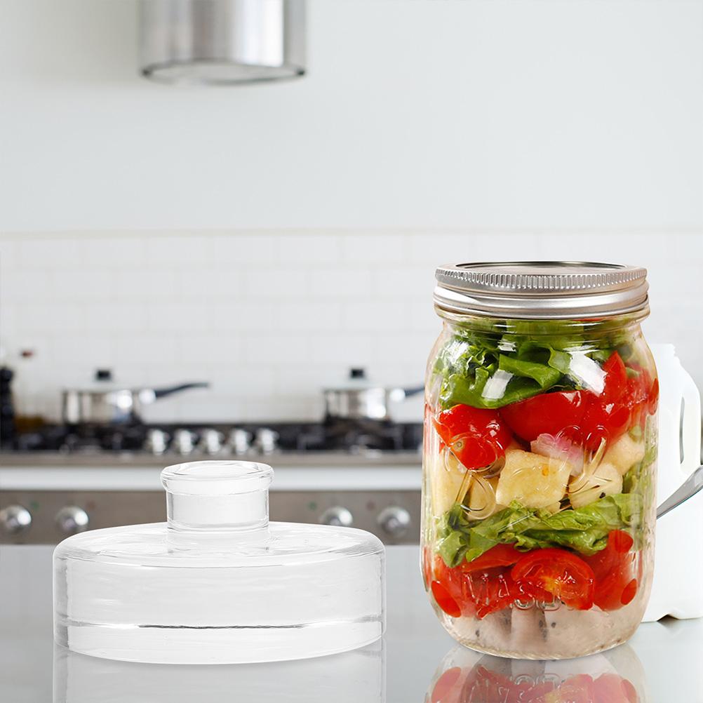 2 Pcs Fermented Glass Weights Mason Jar Small Fermenting Lids Wide Mouth for Jars Pickling Kitchen Supplies