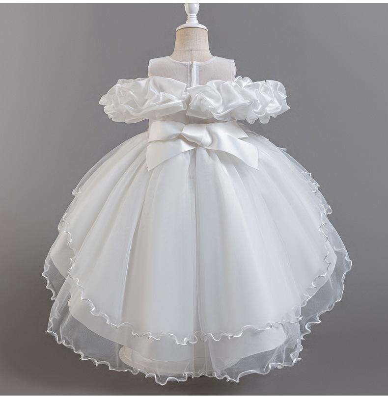 Girls' One-Shoulder Tulle Princess Dress for Weddings, Banquets, and Piano Performances