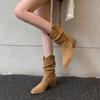 Fashion Spring Autumn Retro Square Toe Ladies Mid Calf Shoes on Promotion Y2k 2024 Comfortable and Elegant Work Women's Half High Boots